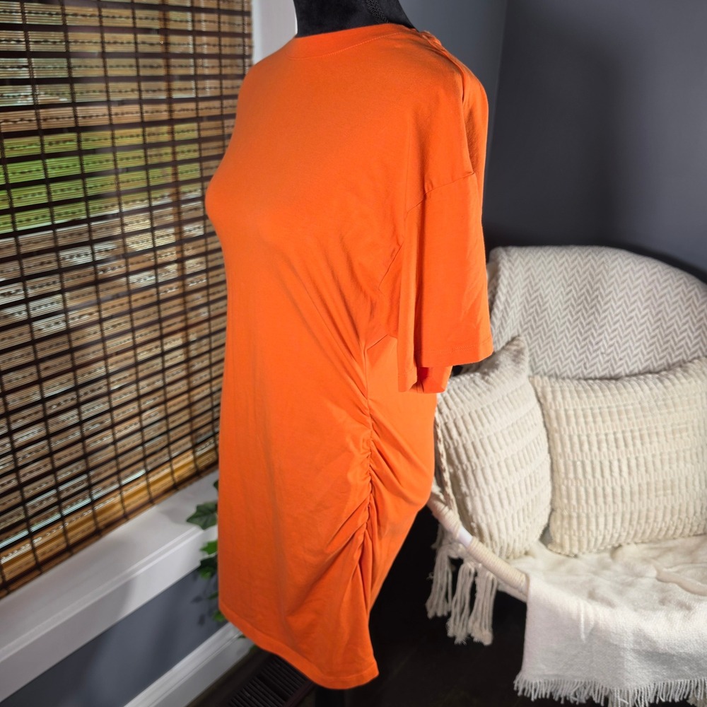 ASOS DESIGN Petite Orange Ruched Side Mini T-Shirt Dress US 10 Y2K Casual